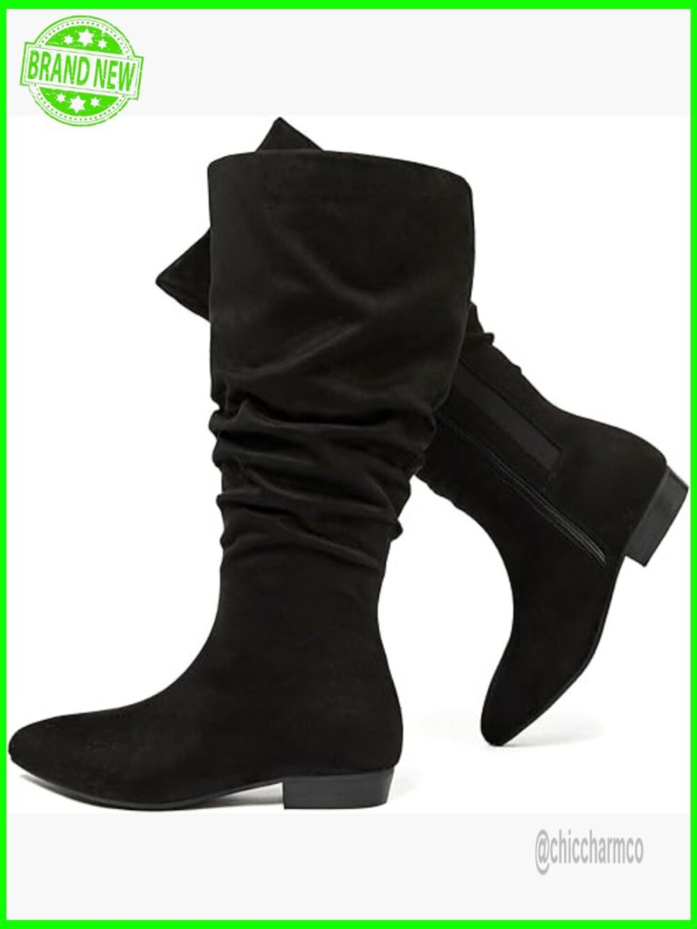 Extra Wide Calf Knee High Boots, Low Flat Heel Casual Combat Tall Boots